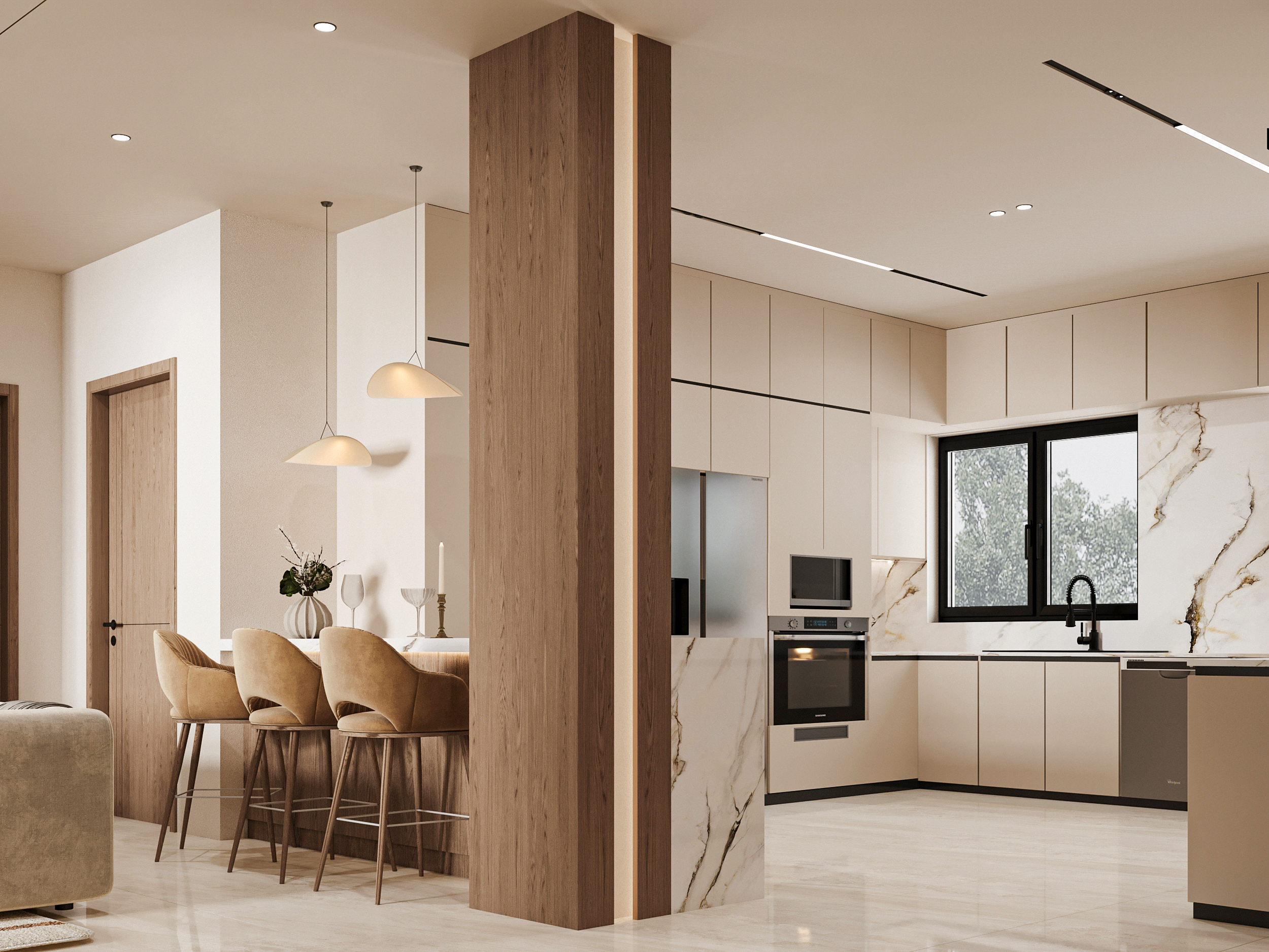 Living Room with Open kitchen Design 客厅-11