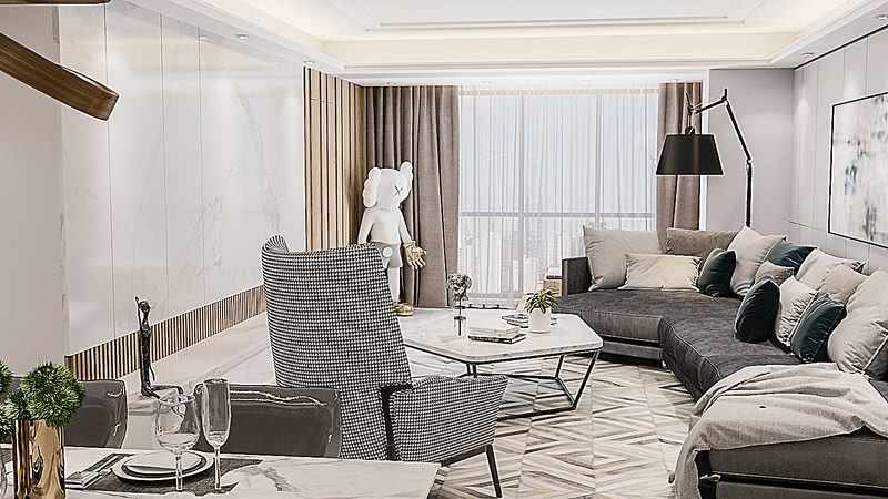 现代风盛德大厦平层设计丨李健锋-0