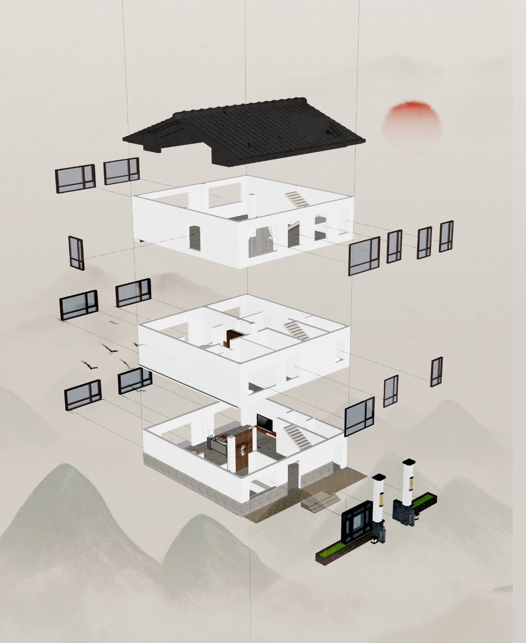 汊河别墅新潮东方 中式风格丨中国滁州丨山舍设计-12