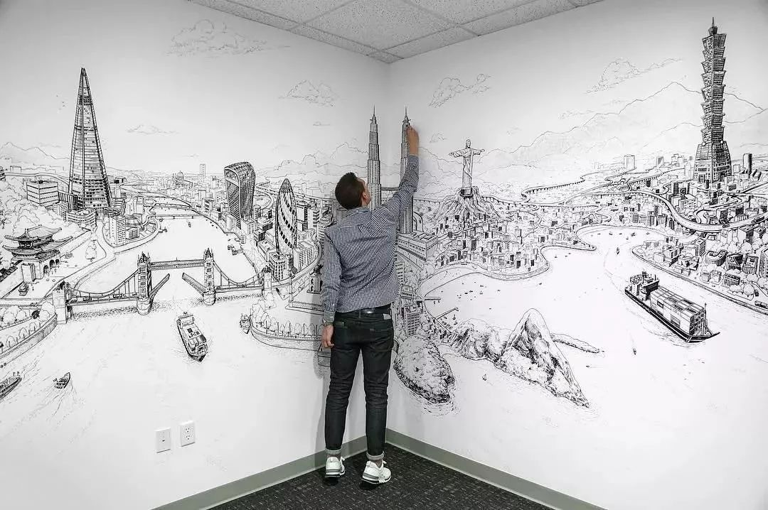 法国艺术家托马斯·达提格斯手绘中国全景建筑,细节震撼!-111