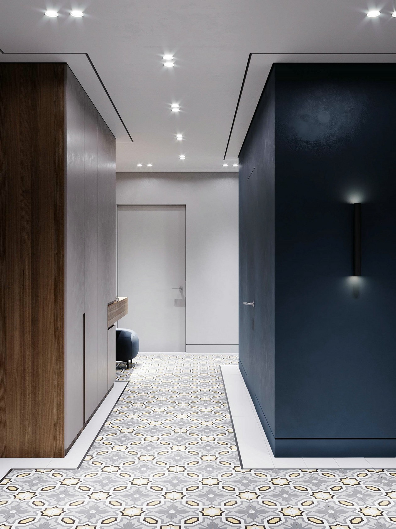 乌克兰90㎡ 蓝色系空间设计充满了浪漫与诗意-7