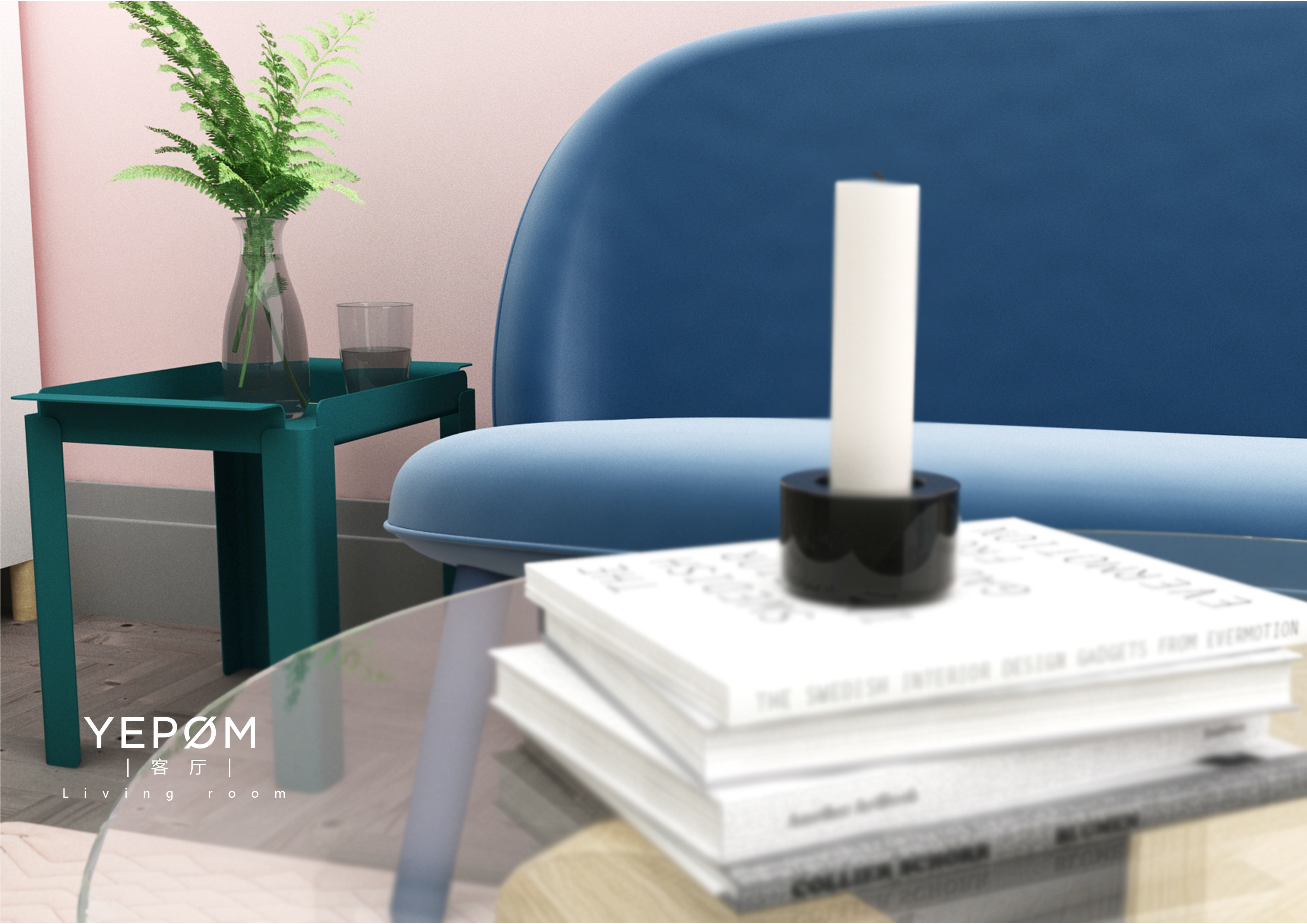 梦幻色彩 | 橘粉森林绿室内软装设计-18