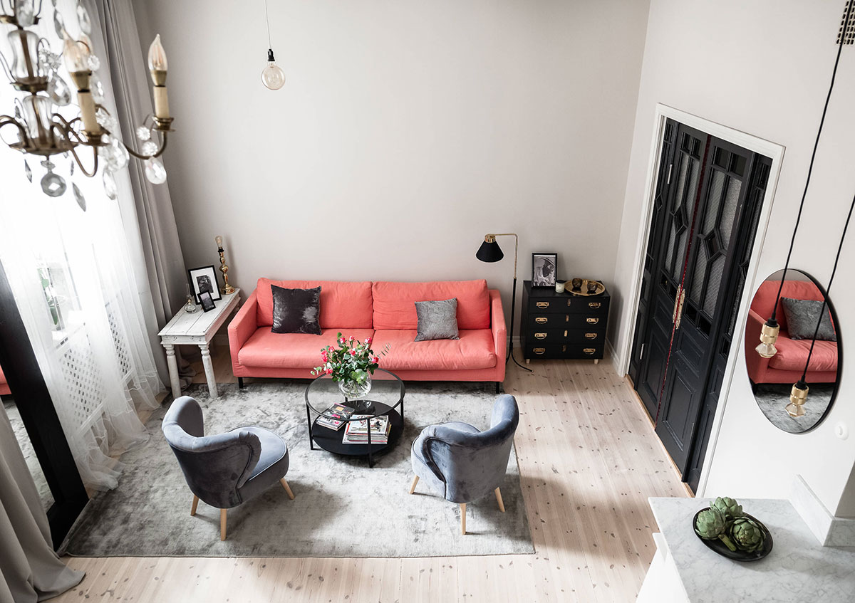 "斯德哥尔摩 42㎡小公寓，超高层高搭配复古风设计"-1