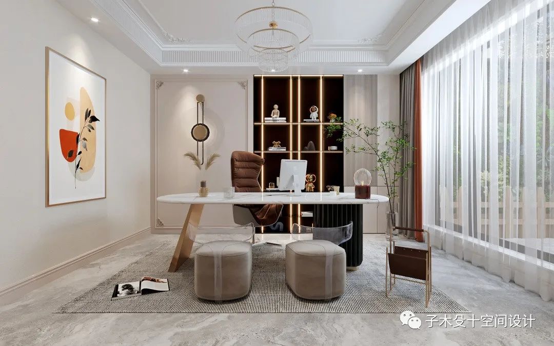 法式轻奢海城别墅丨子木殳十空间设计-39