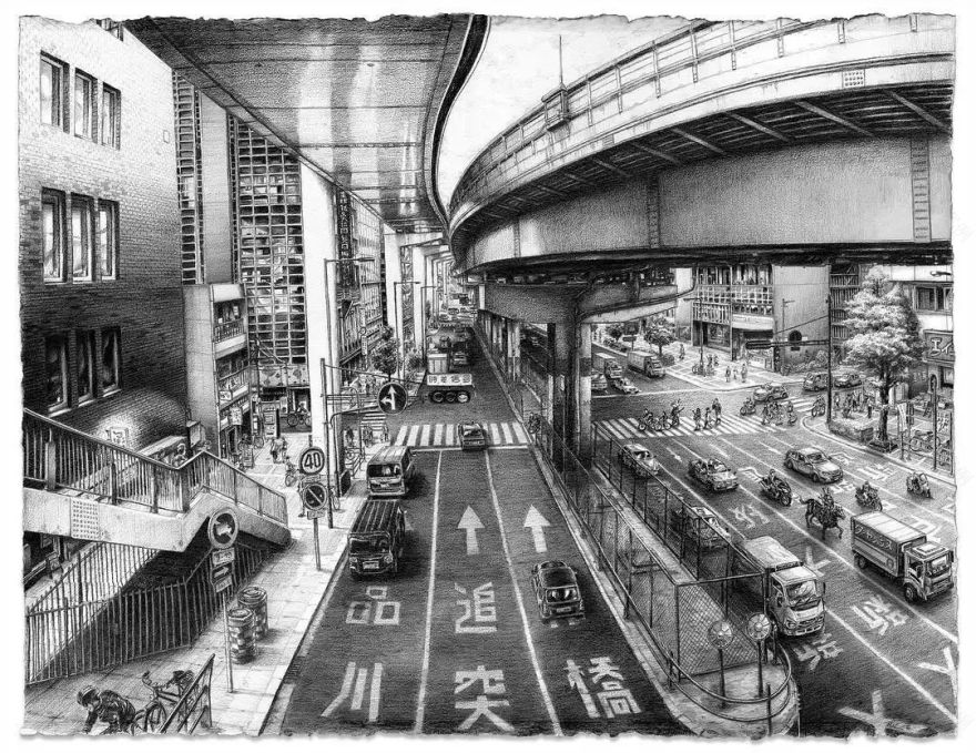 法国艺术家托马斯·达提格斯手绘中国全景建筑,细节震撼!-83