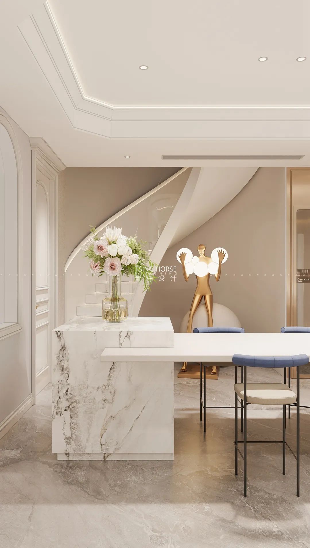 龙湖双珑原著简约法式诗意居所丨中国西安丨青马别墅空间设计-42