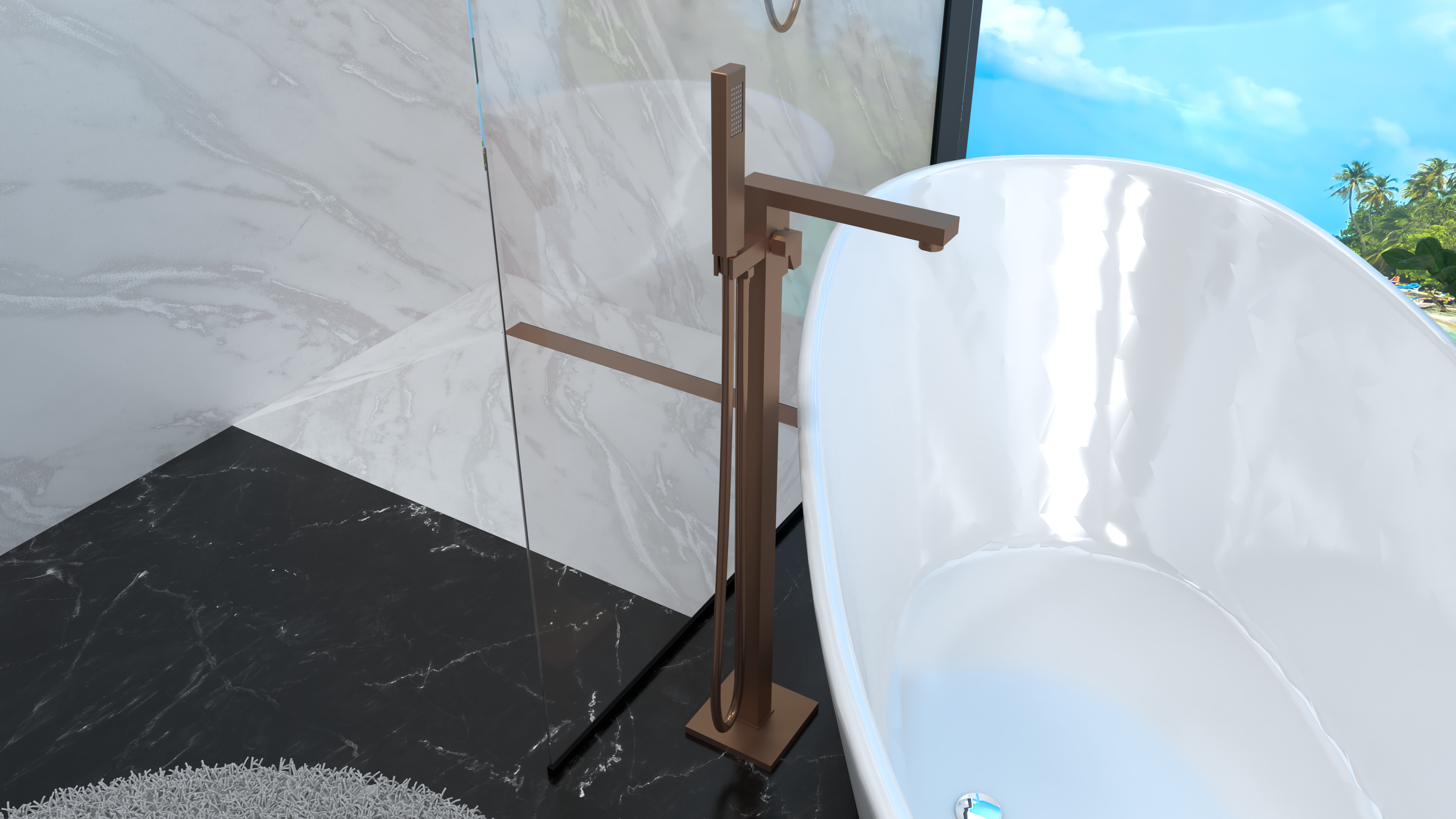 Bathroom renderings copper and black faucets-4