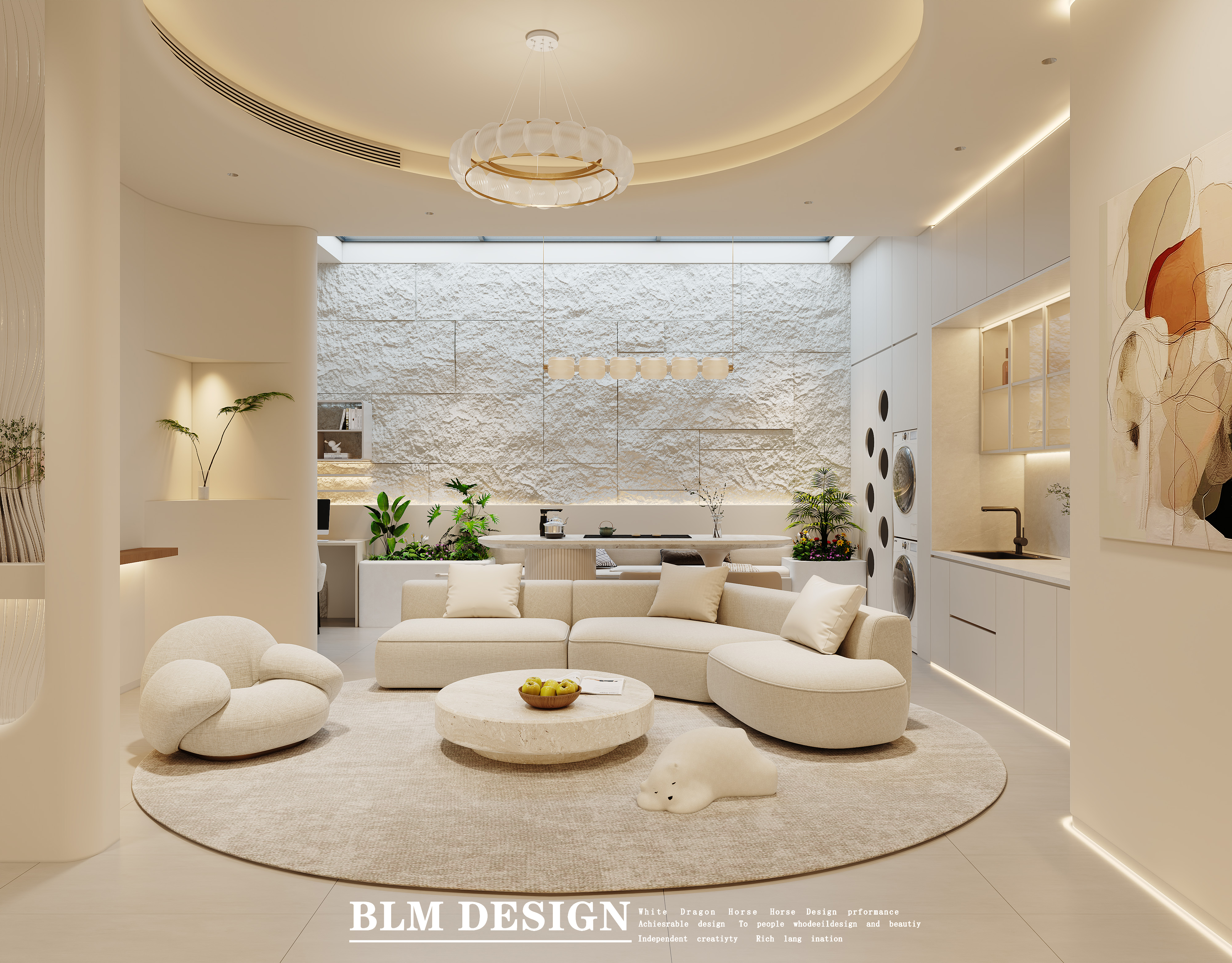 现代奶油家装效果图案例-2