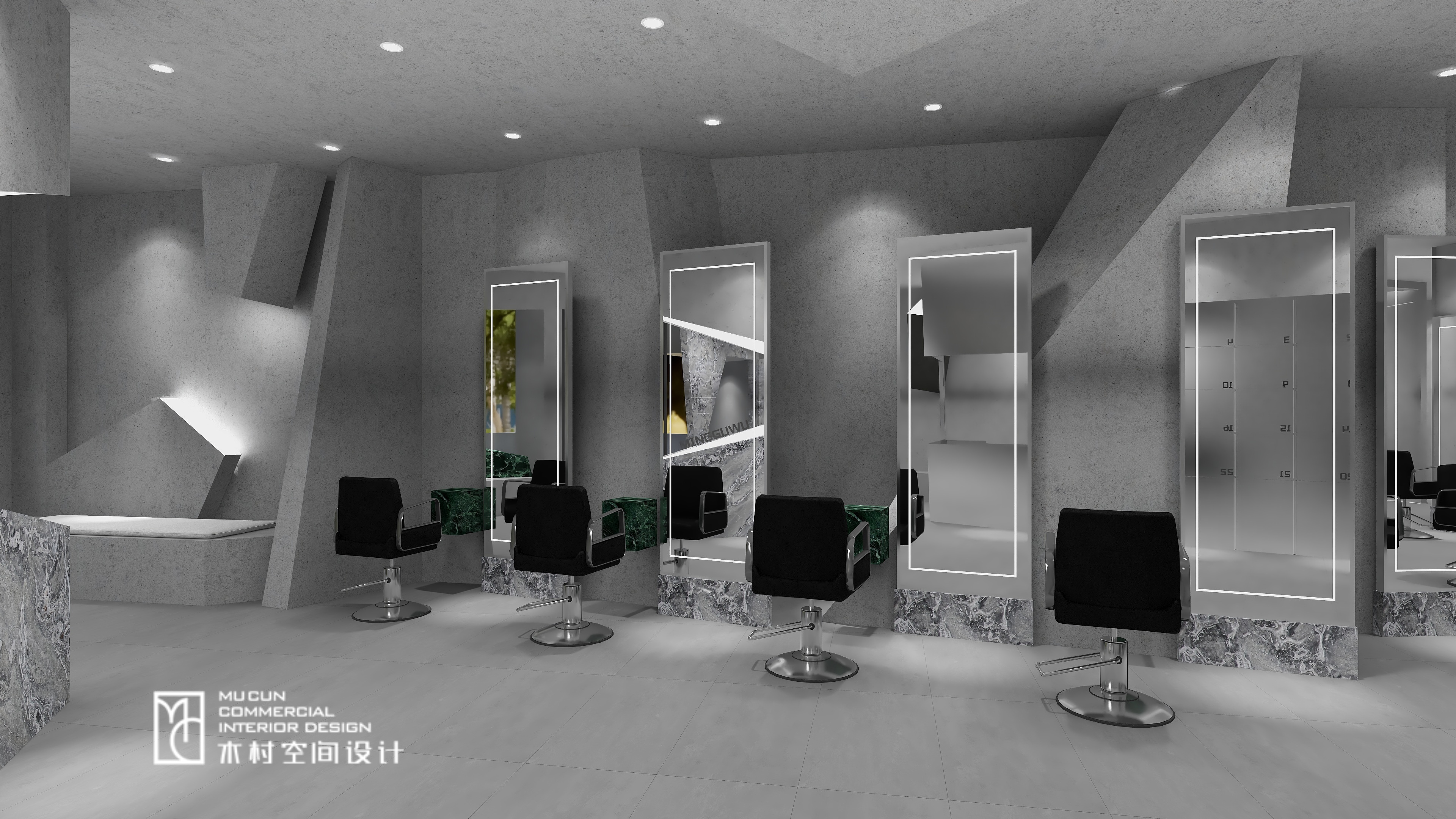 黑白灰理发店设计丨中国无锡丨木村空间美学-14