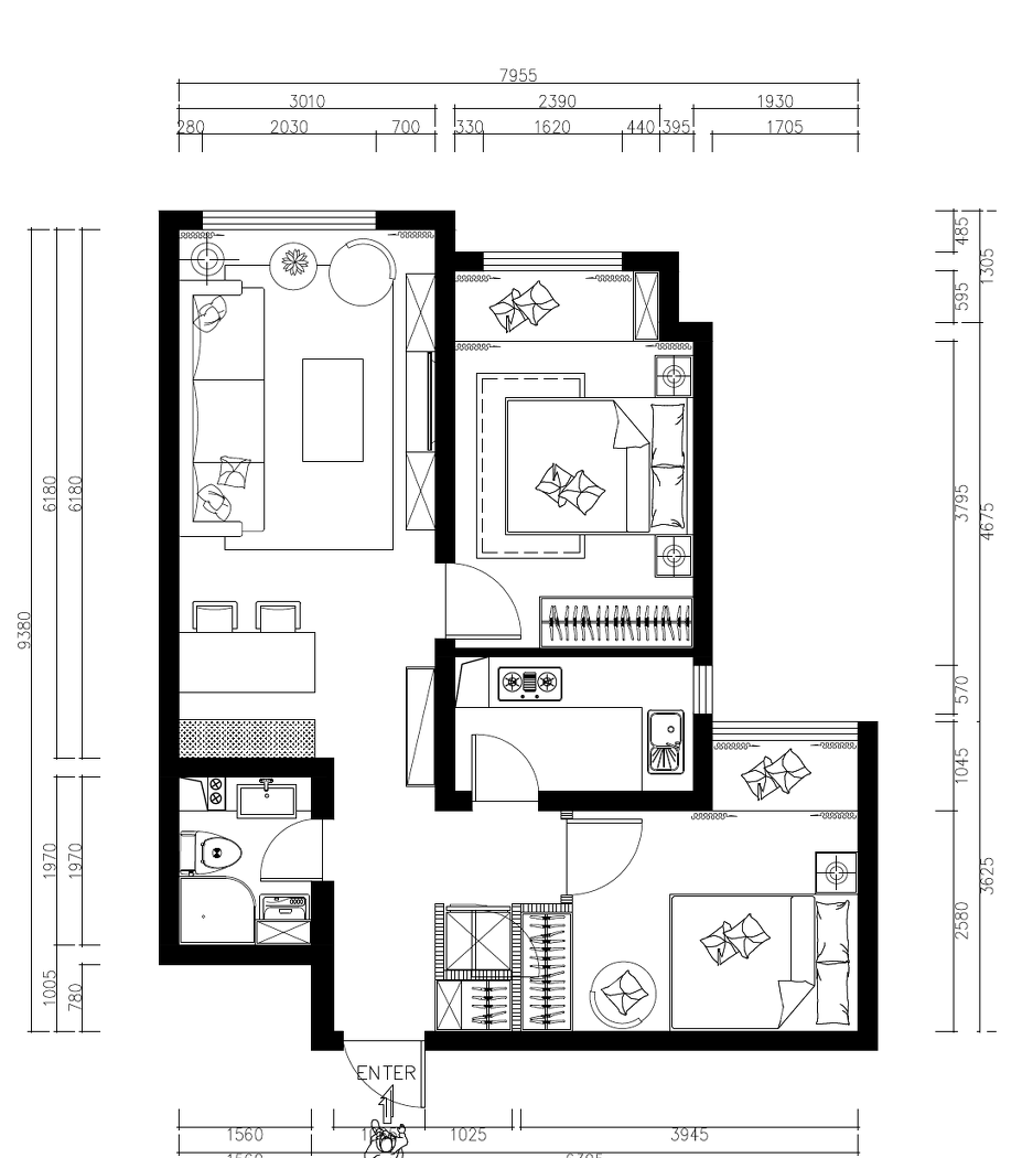 70m²复古混搭室内设计案例-48