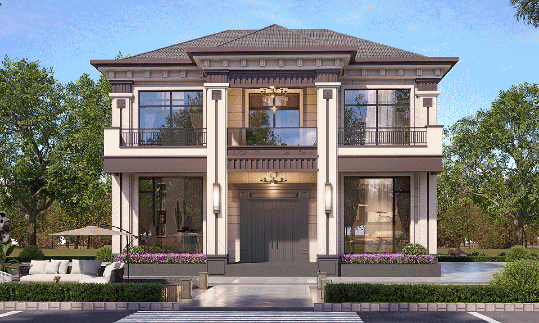 【设计师案例】土建参考造价30万,面宽12m×进深9m云南昆明二层新中式别墅-1