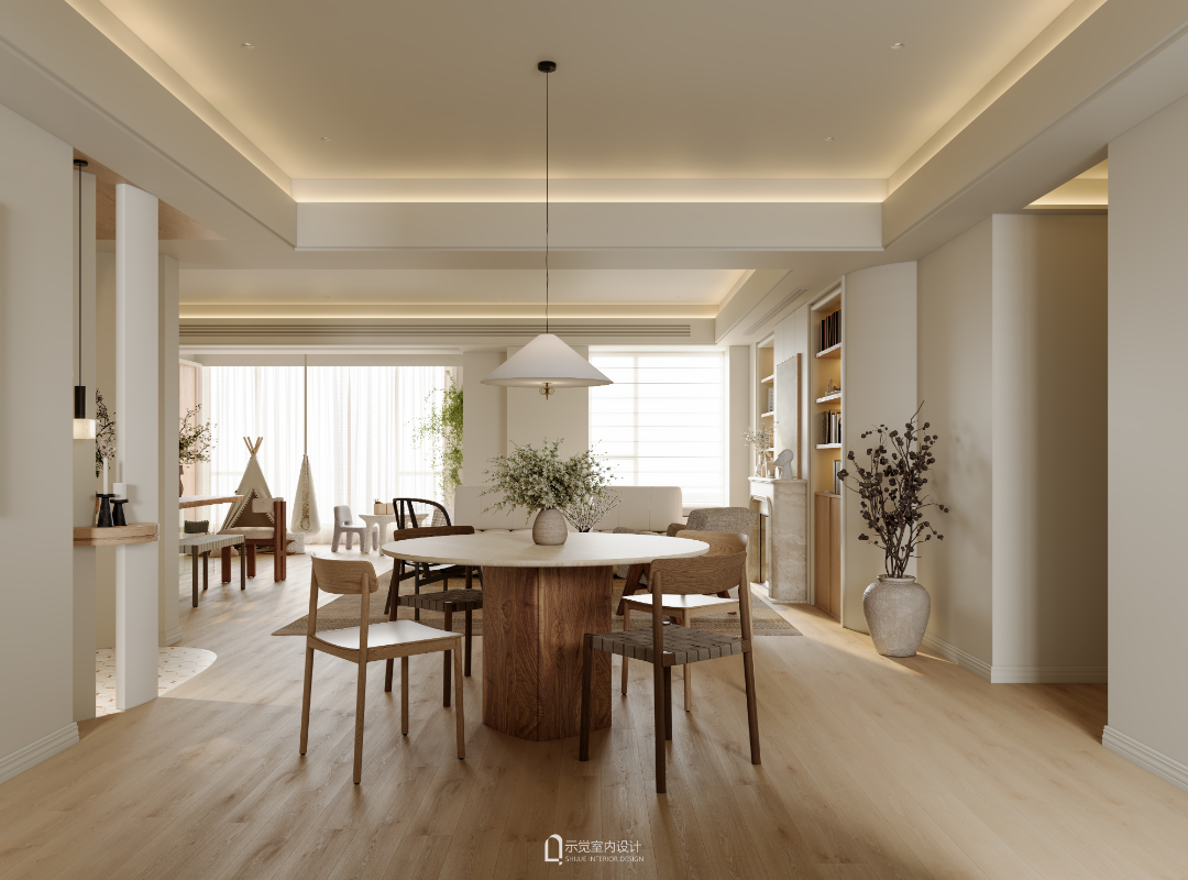 示觉设计|219㎡水清木华，一家四口的成长型家庭空间-29