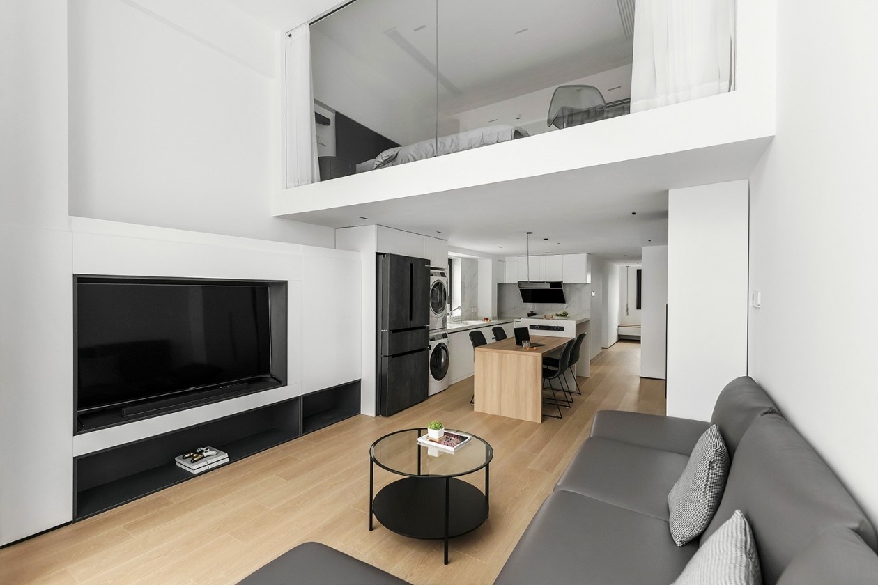 极致黑白灰 loft公寓设计丨中国上海丨上海鸿鹄设计-23