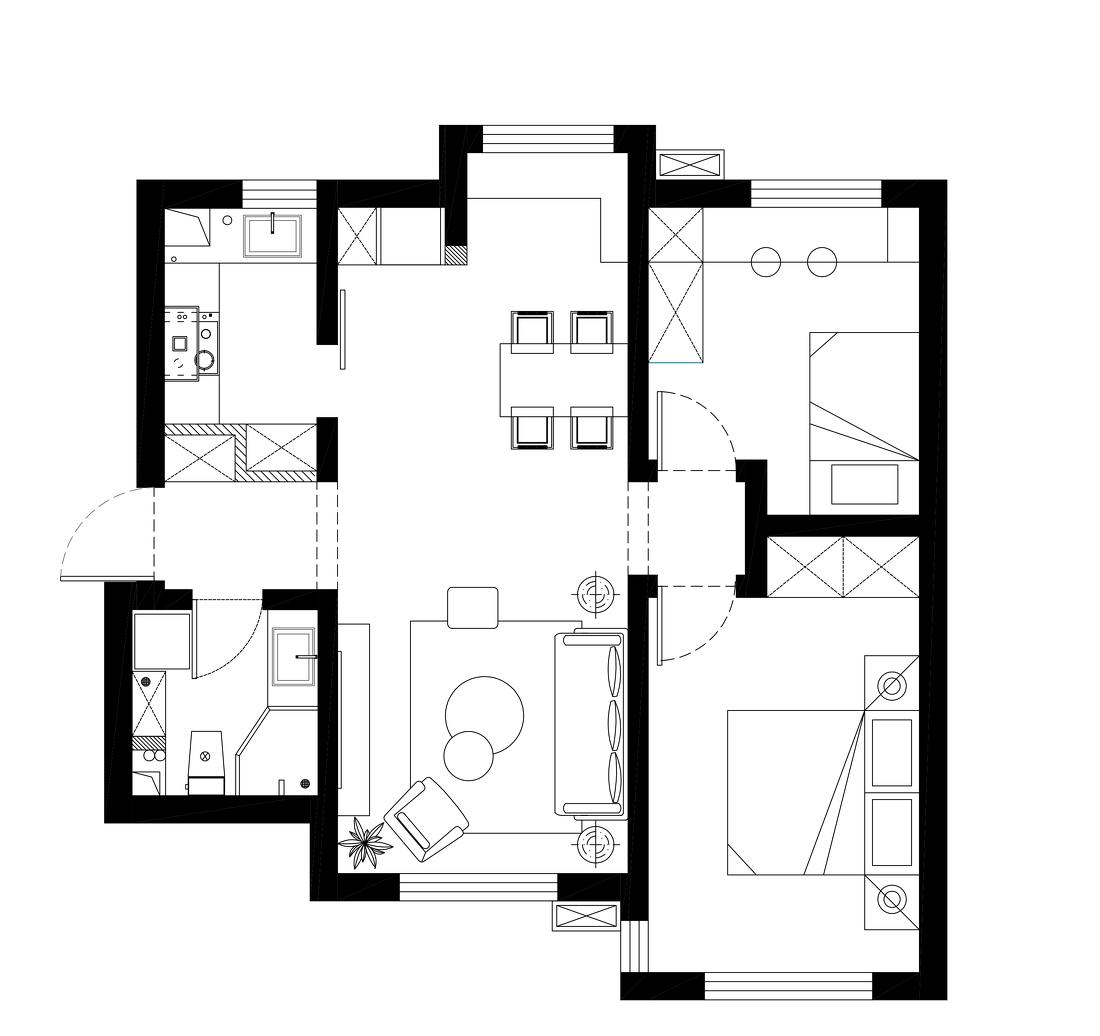 极简黑白灰,139㎡三室变两室的生活艺术-22