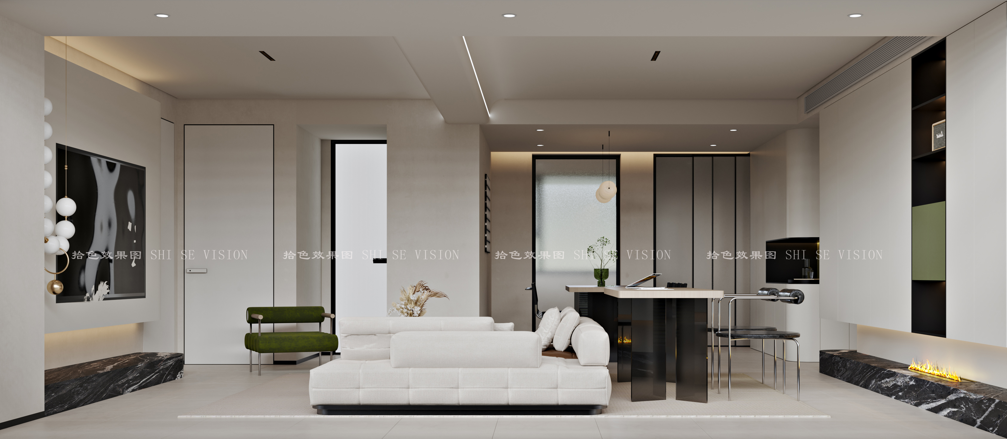 现代极简客餐厅 ——拾色出品-5