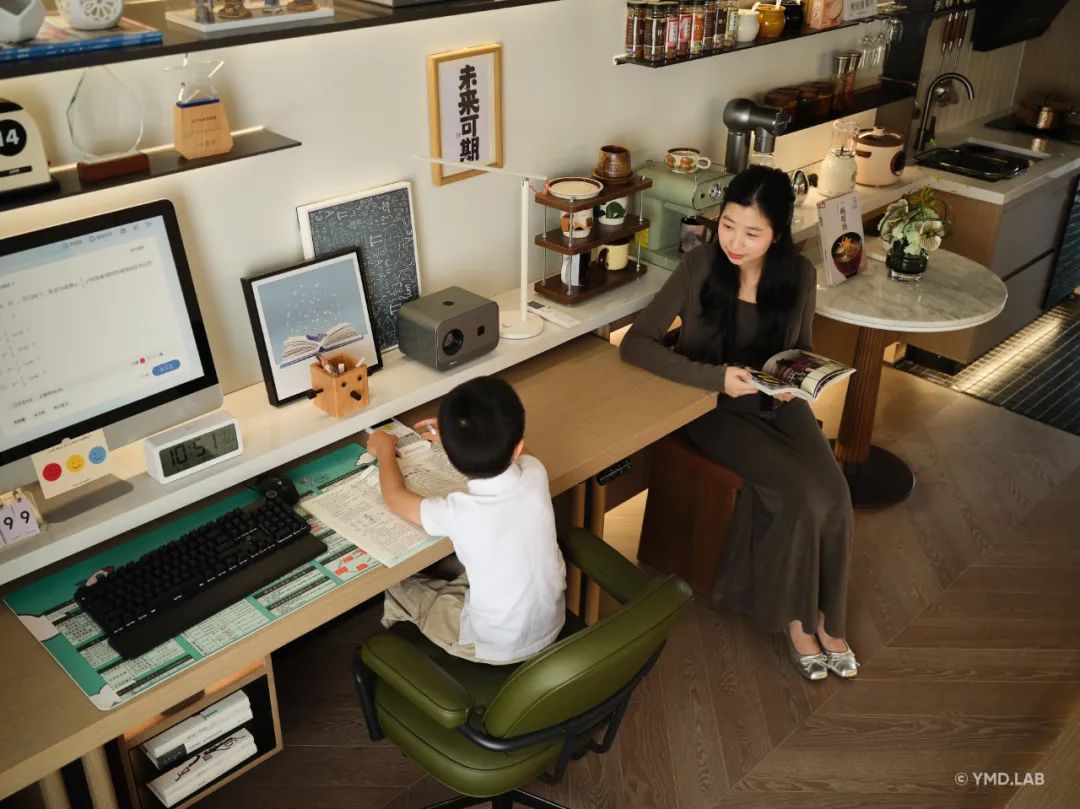 《学霸养成基地39㎡》孩子放学后从作业辅导到深夜食堂的不焦虑公寓丨上海岳蒙空间设计-8
