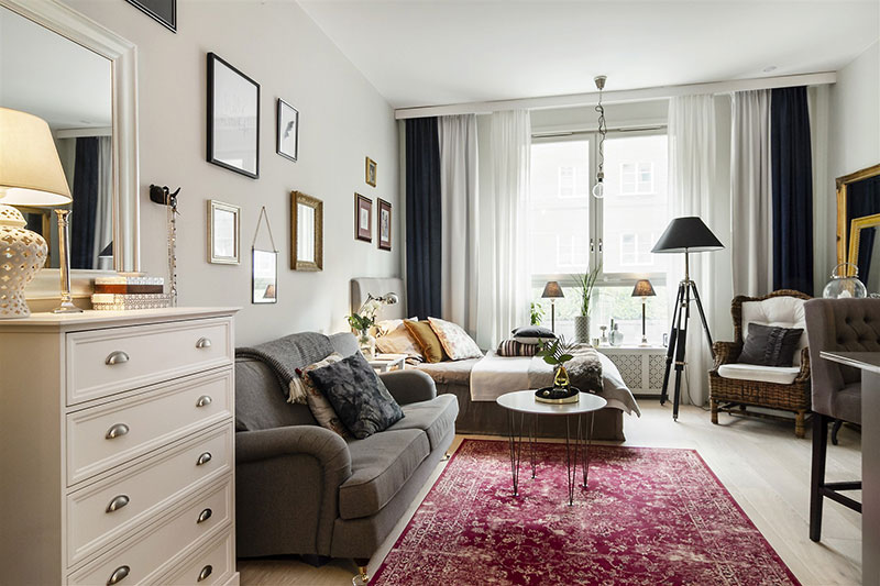 瑞典 29 平米微型公寓 | 酒店式布局，厨房岛台多功能设计-2