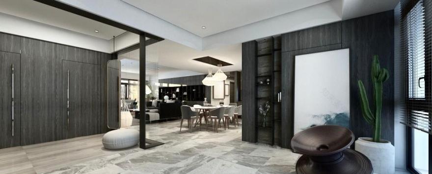 融合南北对流与女性力量的黑灰色系家居设计-7