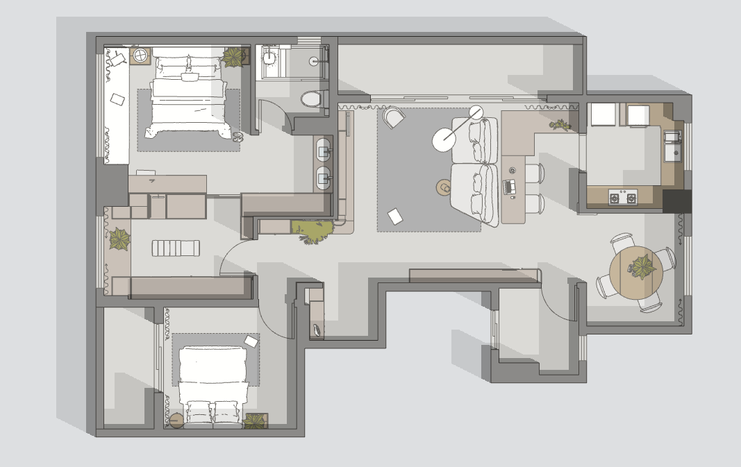内舍软装丨125㎡现代风四室改两室，放大视野，实现储物自由！-5