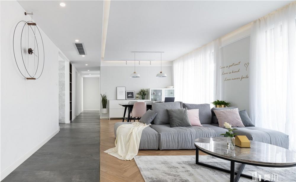 莫川设计丨平层北欧风 | 简约黑白灰,致敬悠闲生活-3