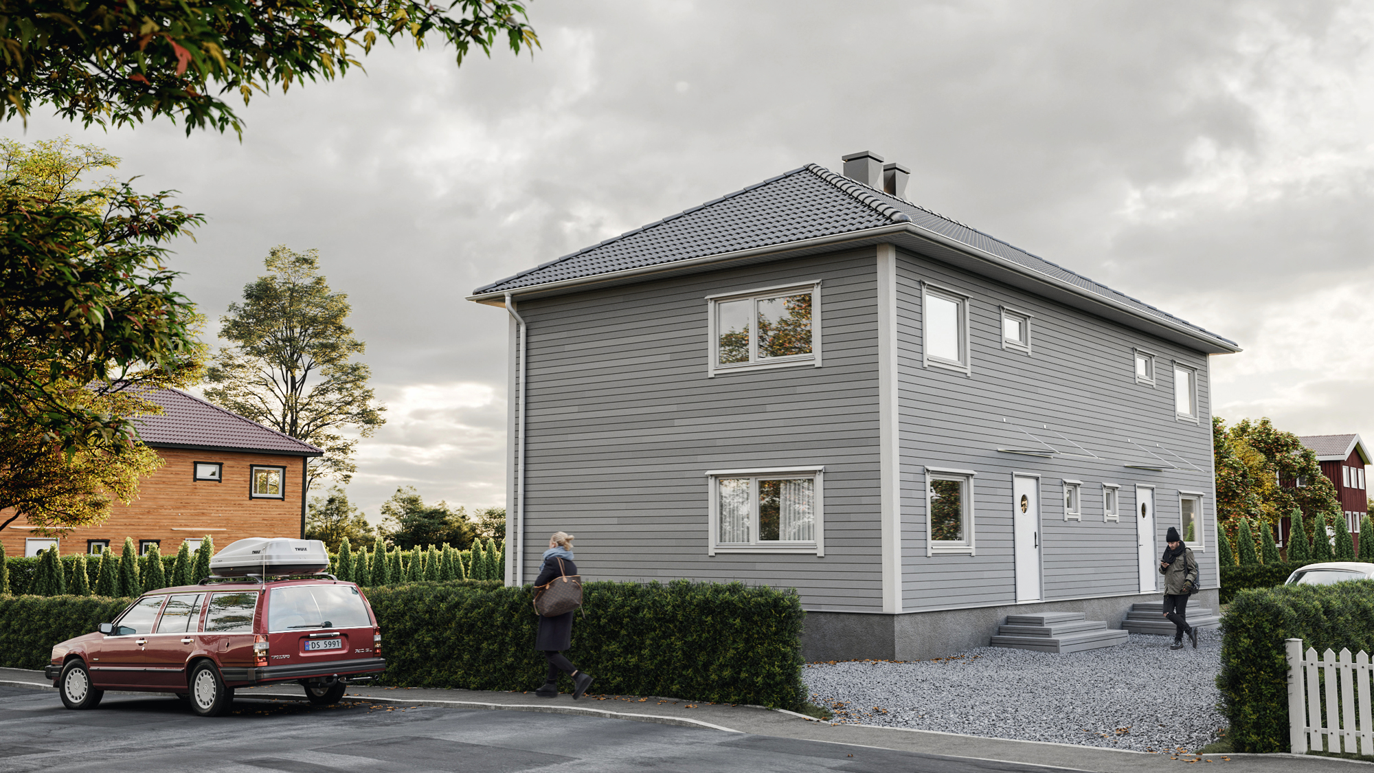 3D 可视化半独立式住宅丨挪威丨PAJORVIS.-7