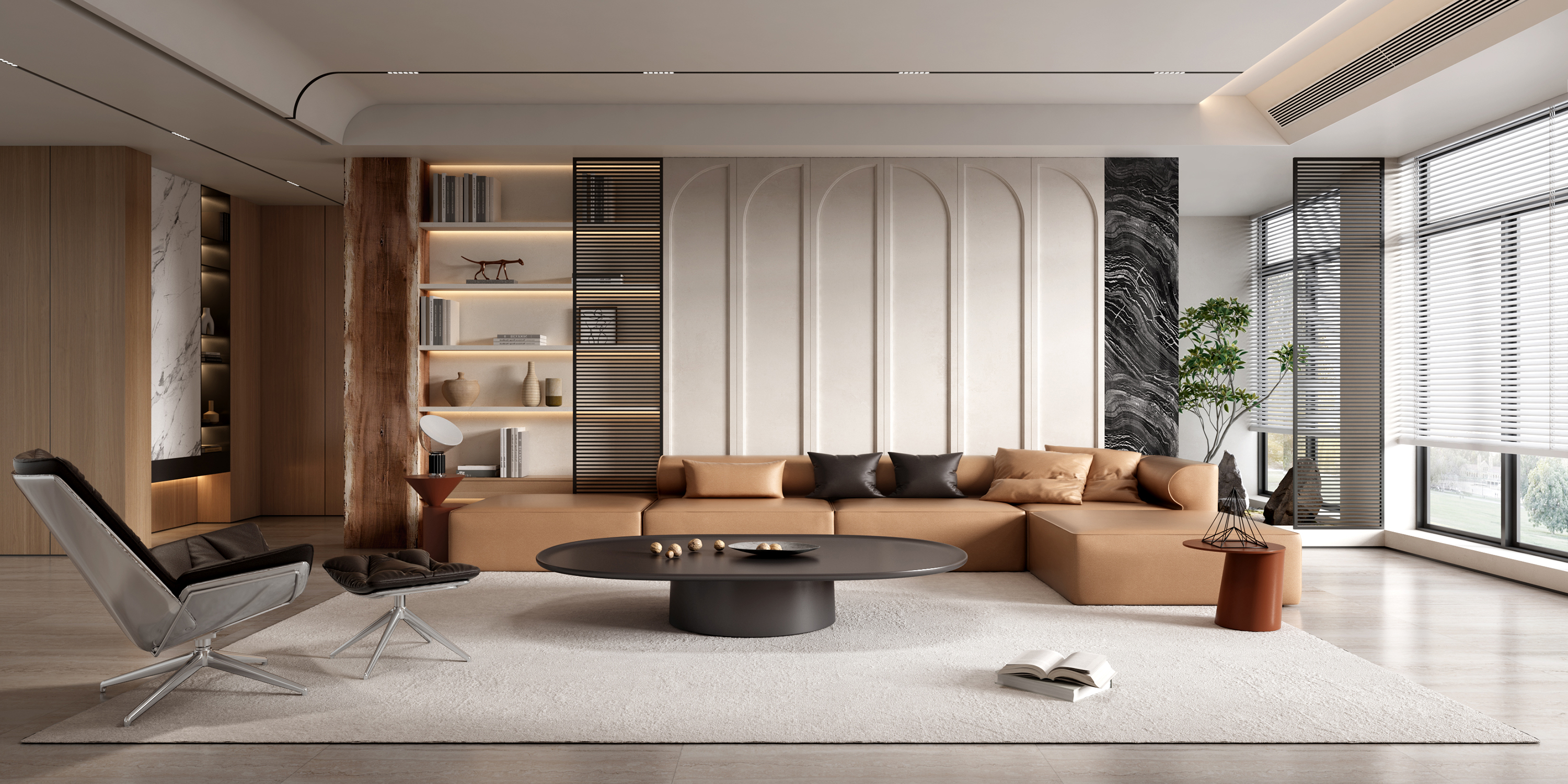 现代新中轻奢宋氏风客厅效果图表现-2