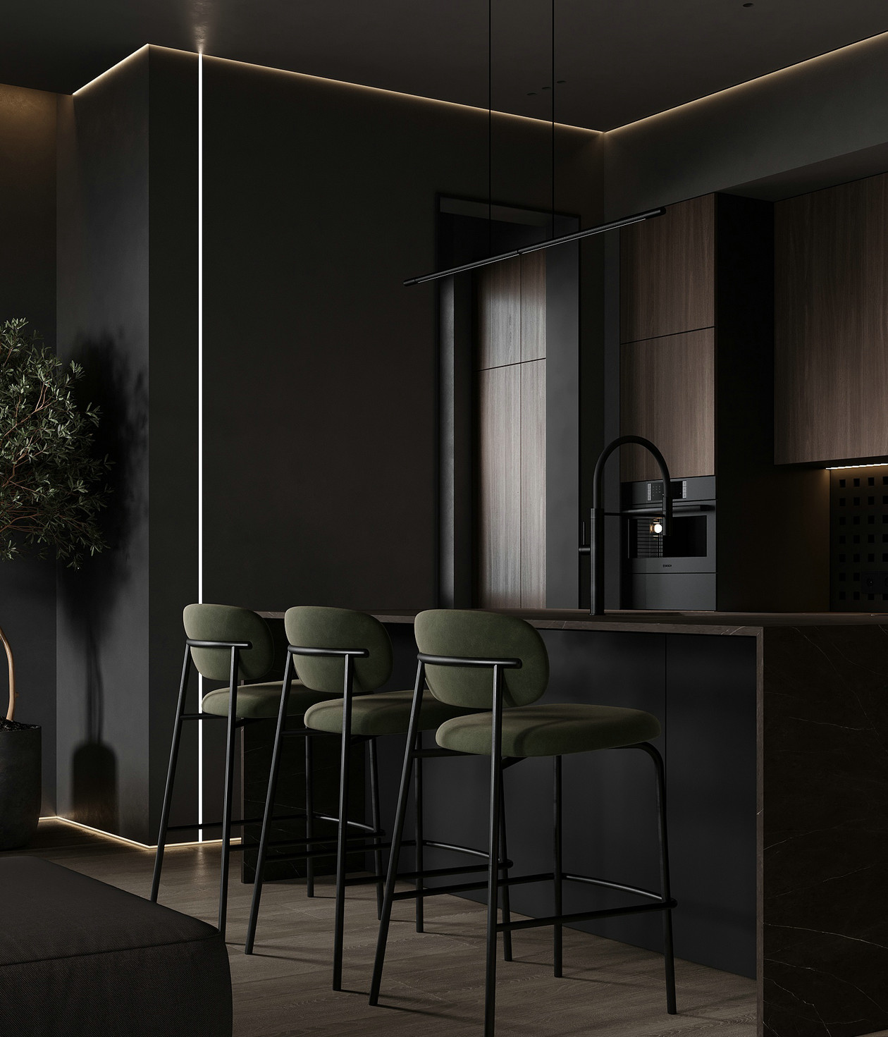 132㎡黑色系住宅设计-7