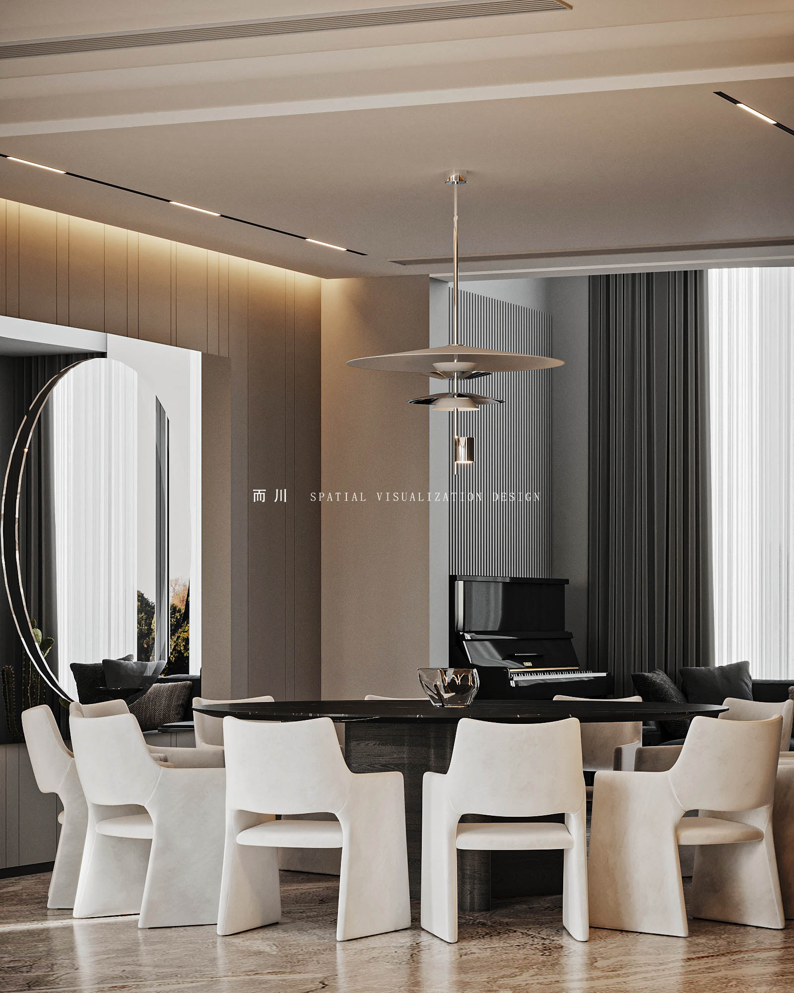 现代意式榻榻米卧室设计丨而川空间可视化工作室-35