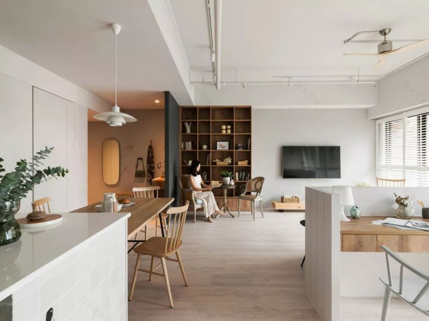 100㎡简约小资风住宅,宽敞自然的客餐厅空间-61