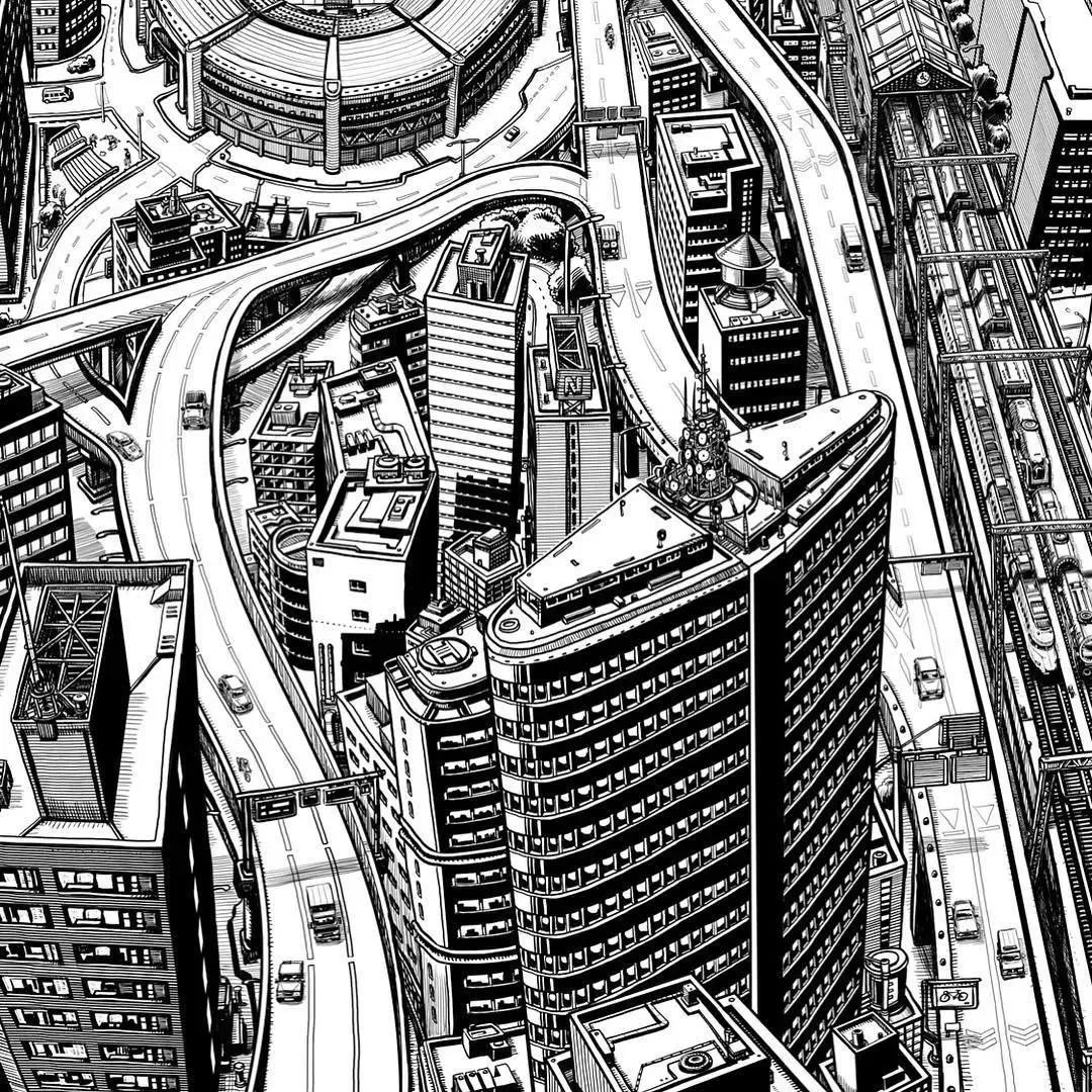 法国艺术家托马斯·达提格斯手绘中国全景建筑,细节震撼!-61