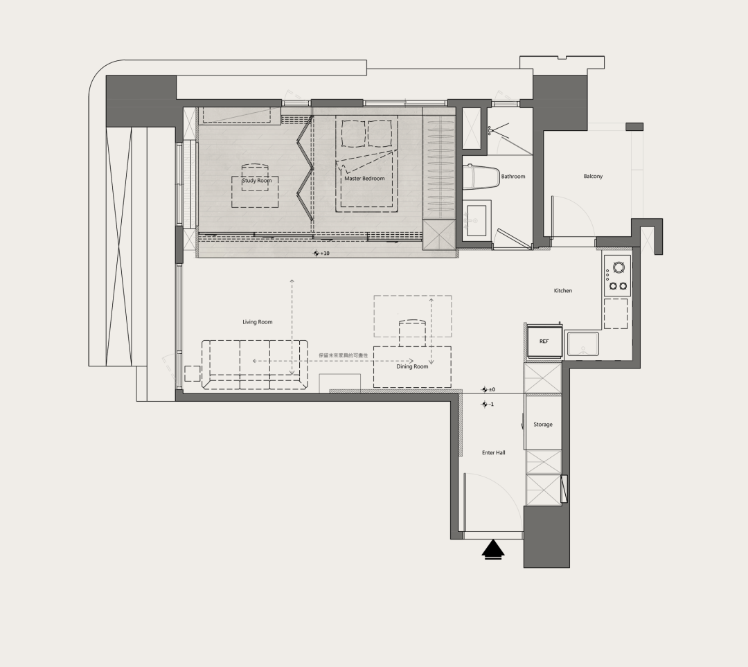 50㎡两居室小宅，弹性利用空间，打造充满变化的盒中盒 | 虫点子设计-19