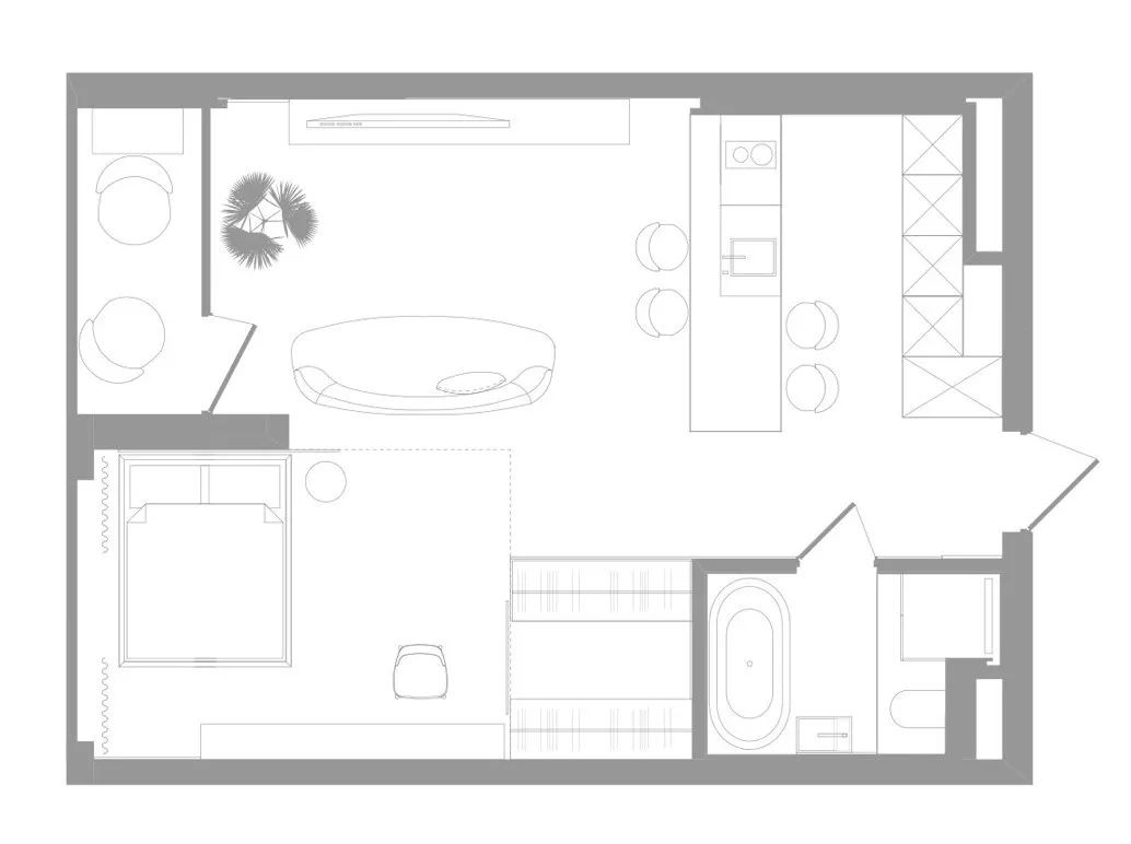 53㎡ 简约风，一室一厅这样设计超省空间！  Yana Osipenko-2