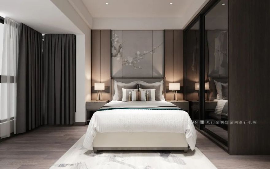 盛天华府 | 130㎡写意新中式家居,红蓝灰调绘诗意空间-20