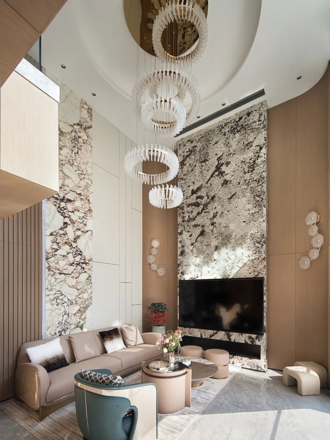 300㎡木质与石材奏响现代风的自然和弦丨紫苹果全案设计-0