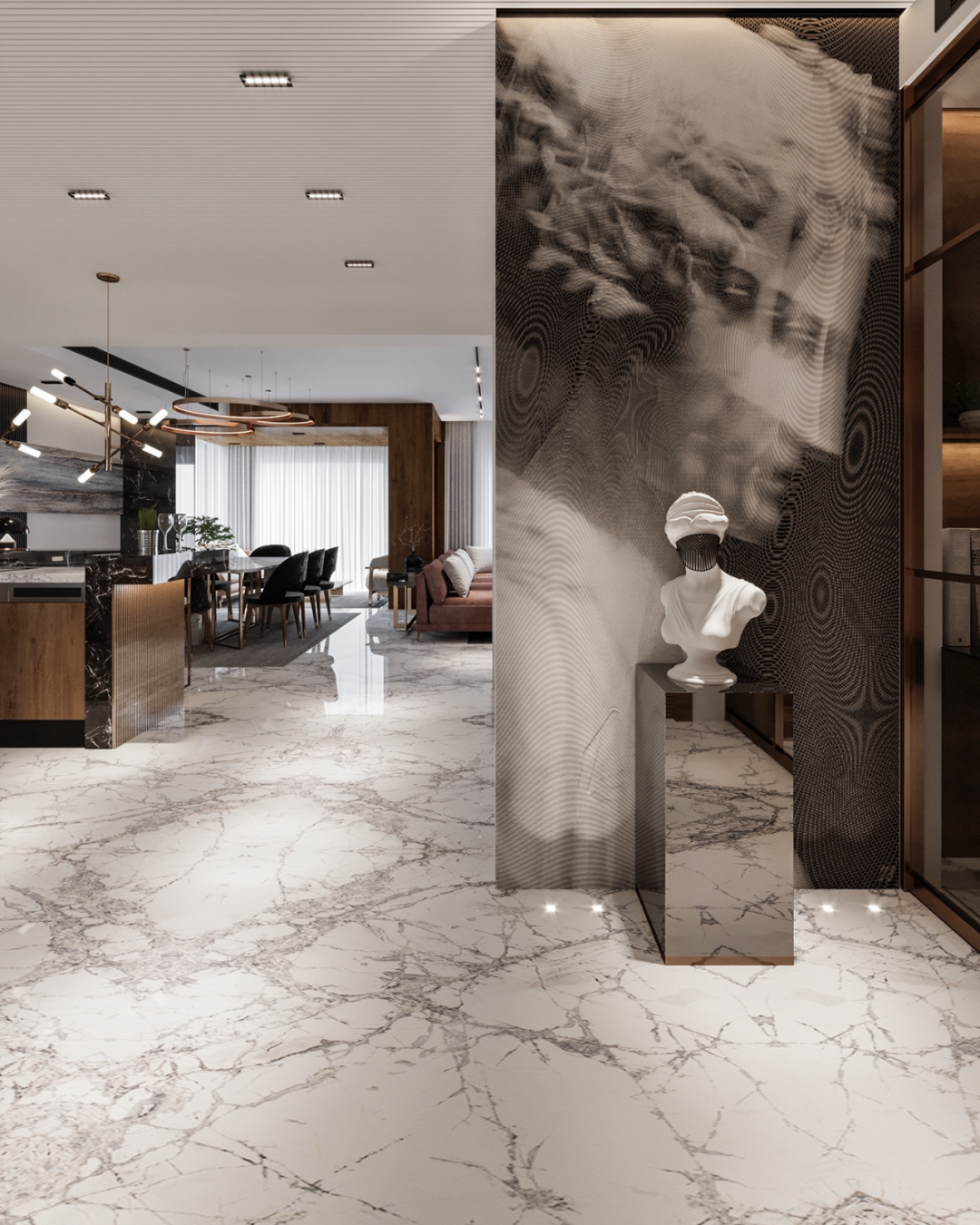 500㎡联排别墅,现代东方诗意空间丨东易日盛北京原创别墅分公司-5