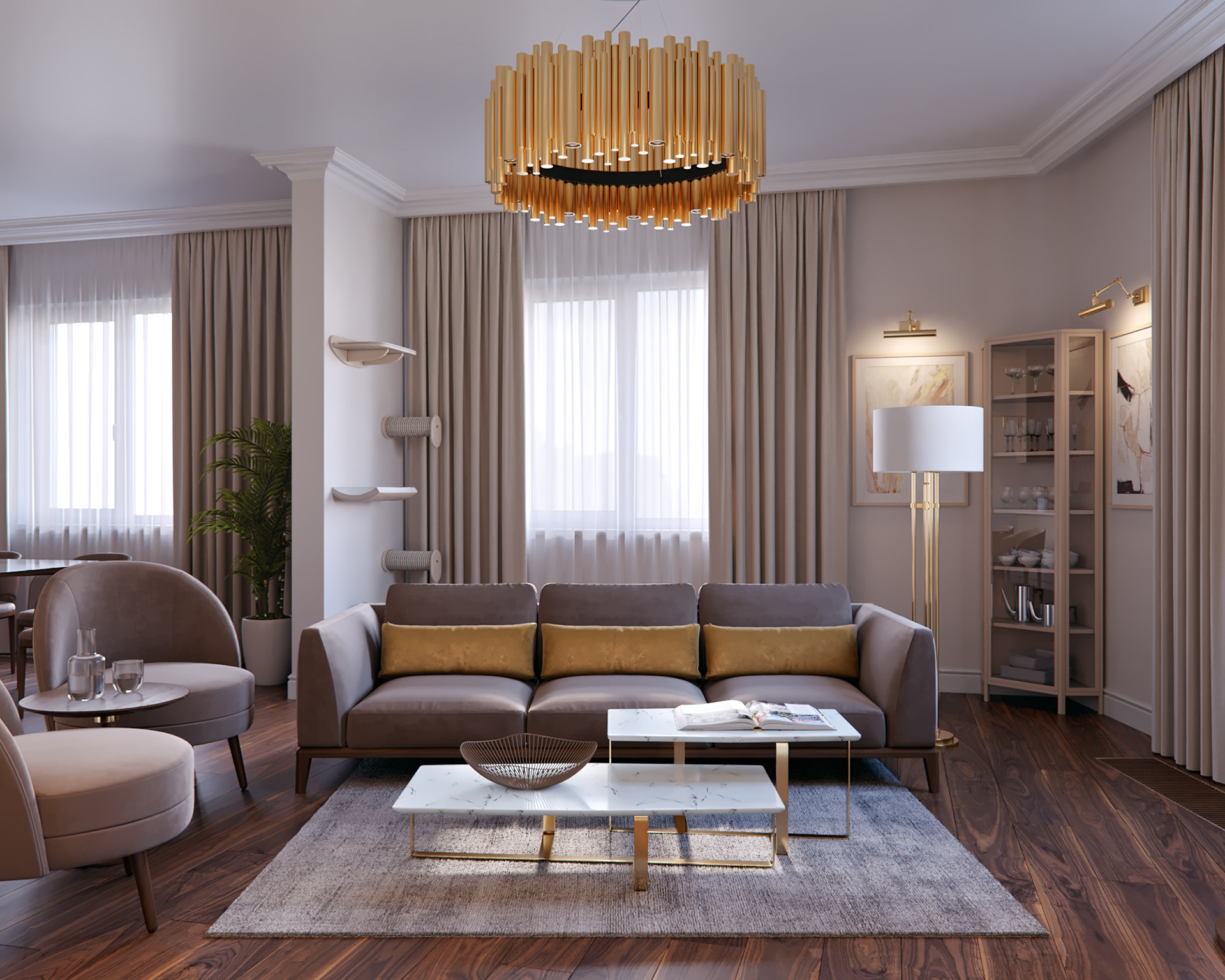 豪华厨房与客厅丨俄罗斯圣彼得堡-7