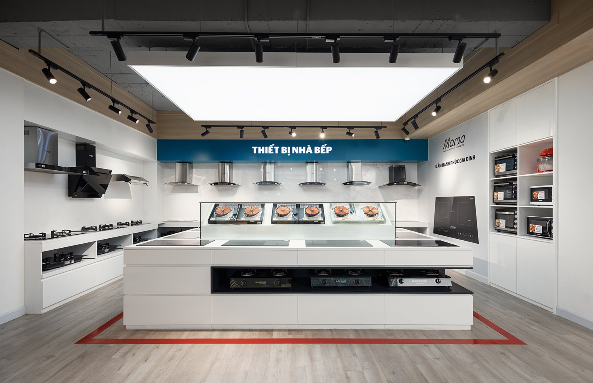 越南 SUNHOUSE 家居展厅 | 红白灰的厨房盒子-13