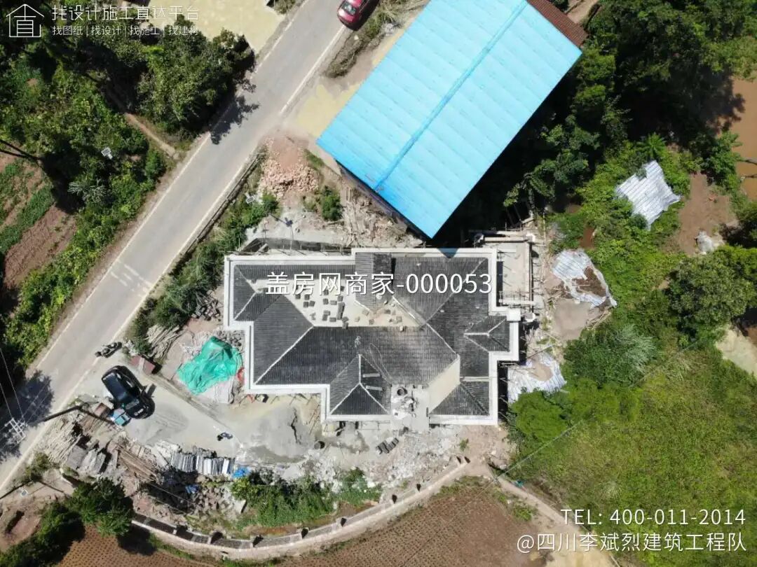 【施工队案例】四川省绵阳市盐亭县二层新中式别墅施工-13