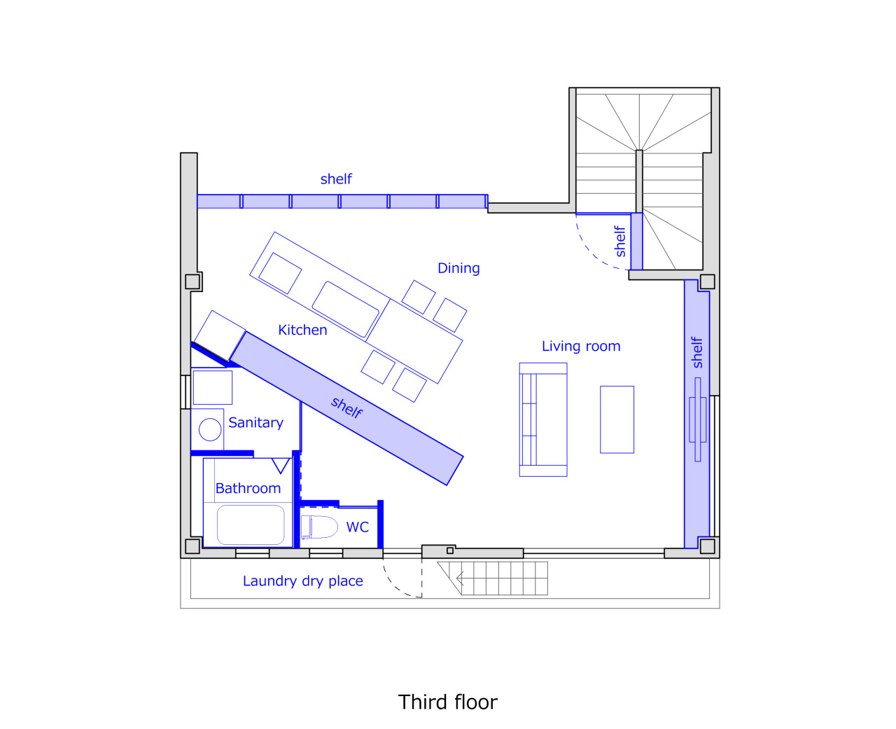 棚屋；棚式房屋（注：shelf house不是常见组合，shelf常见义是架子，但这里结合语境推测可能是类似棚屋这种简易房屋，shelf可能取其有遮蔽功能类似架子结构之意 ，不过这只是较合理的推测翻译） 丨開建築設計事務所-22