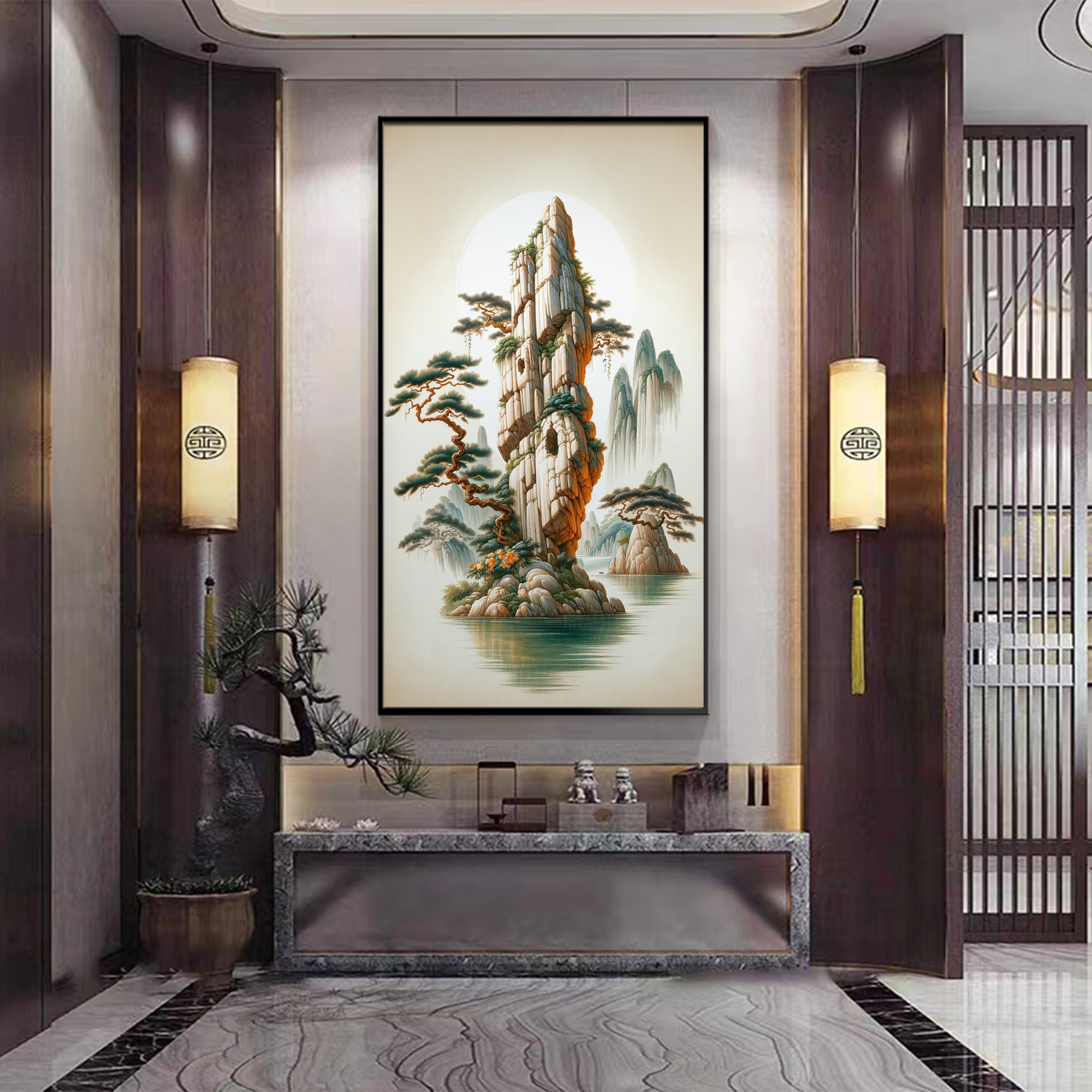 颜舍水晶珠挂画《峰峦聚宝地》-2