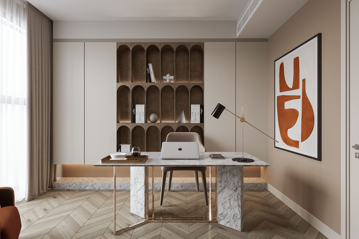 现代浅咖色系住宅空间设计-13