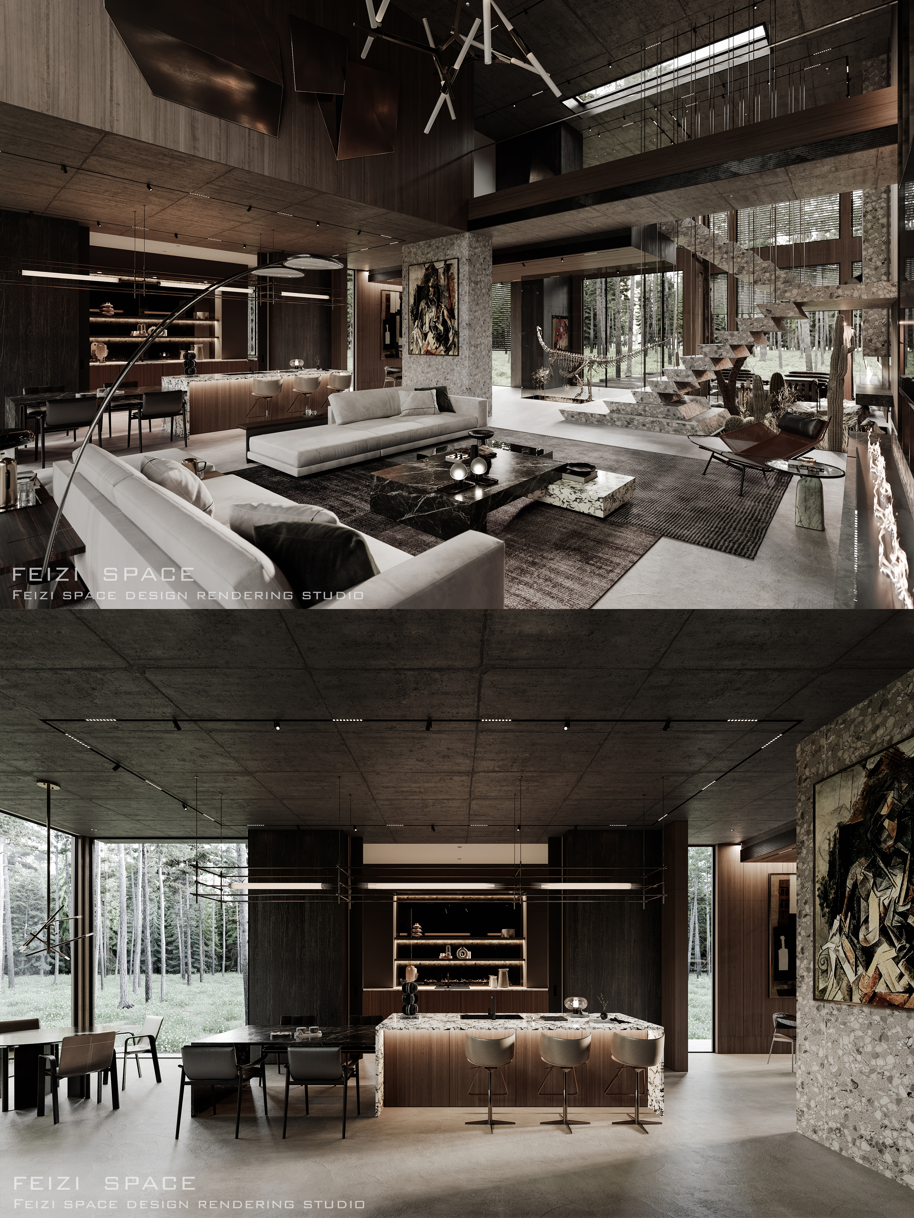 简绘空间设计 × 非子空间表现    意式暗黑极简豪宅-8