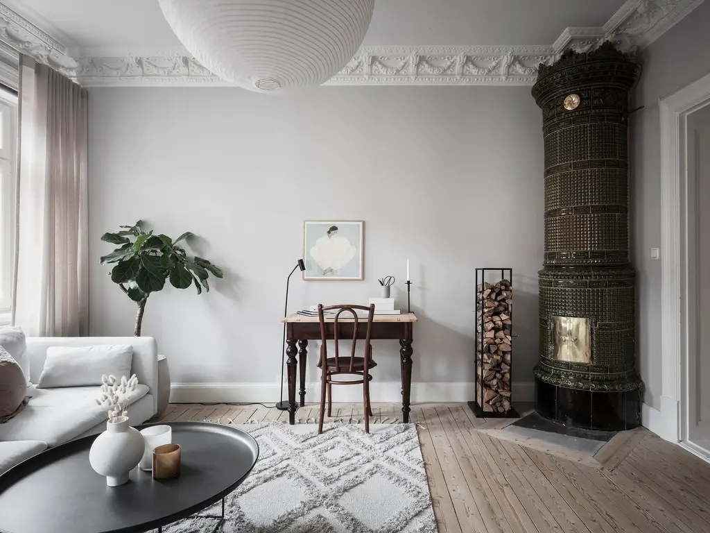 瑞典百年建筑中的温馨家庭公寓设计-5