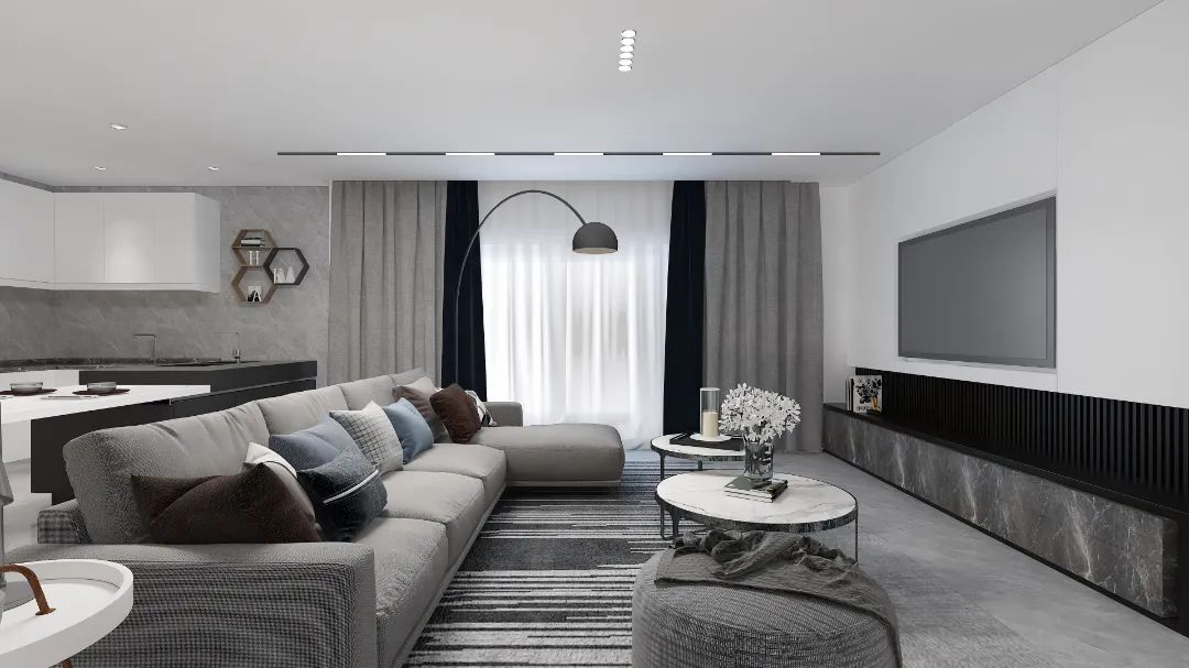 130m²现代简约三代同堂住宅设计丨丰立装饰-1