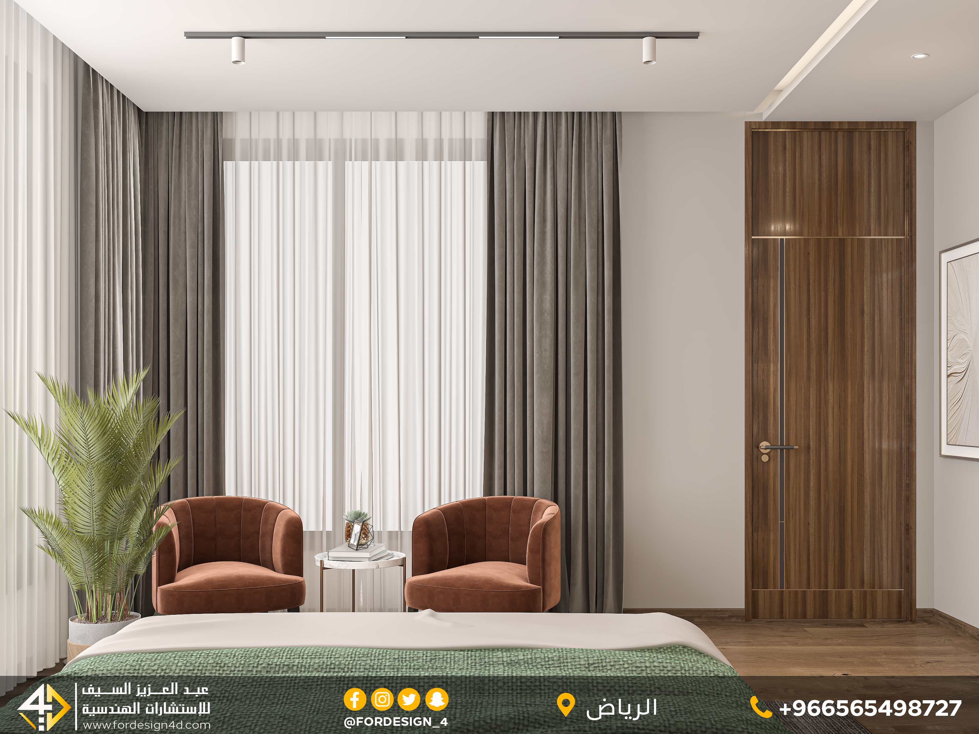 Modern bedroom design in villa in KSA-7