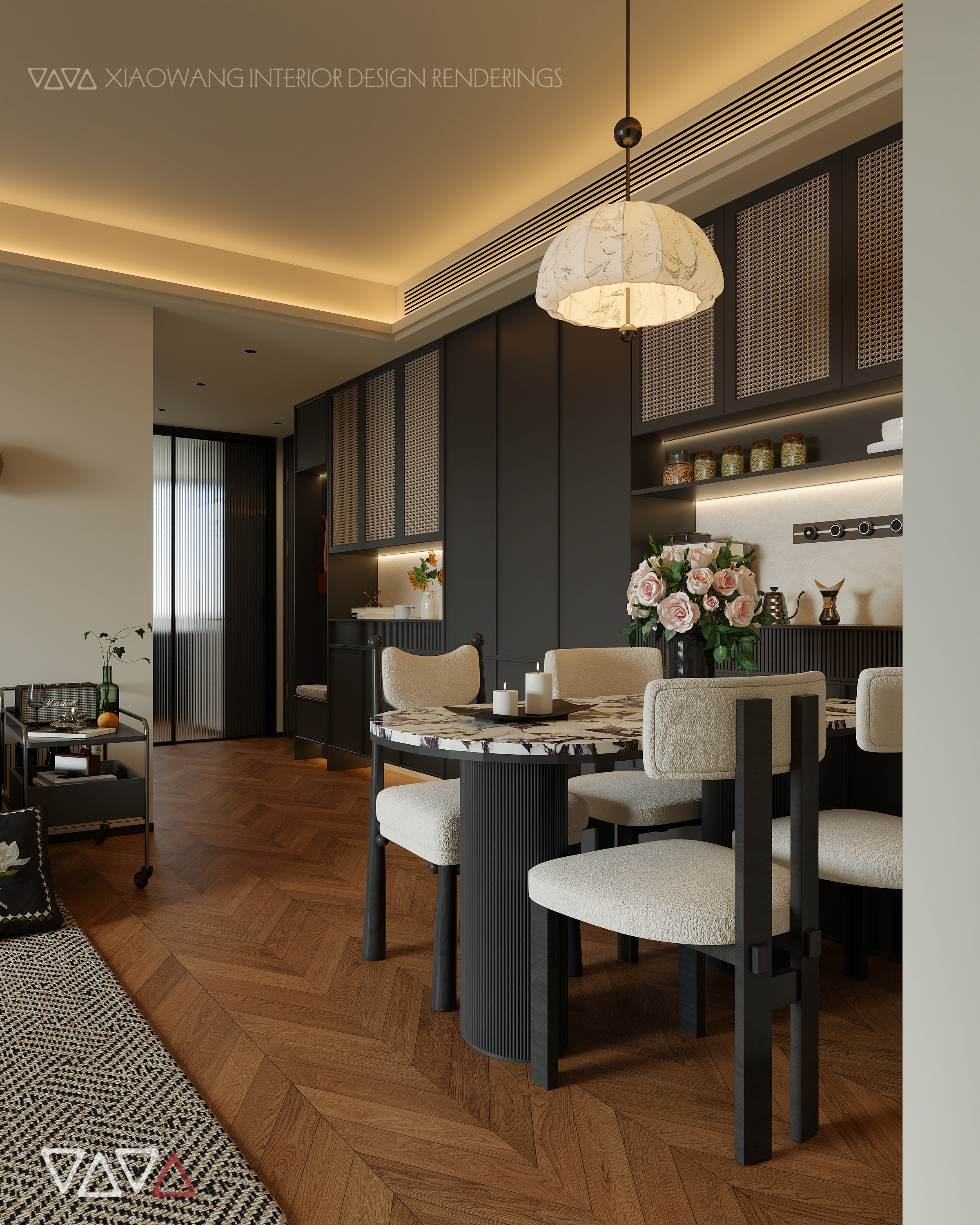 法式中古风客餐厅效果图-5