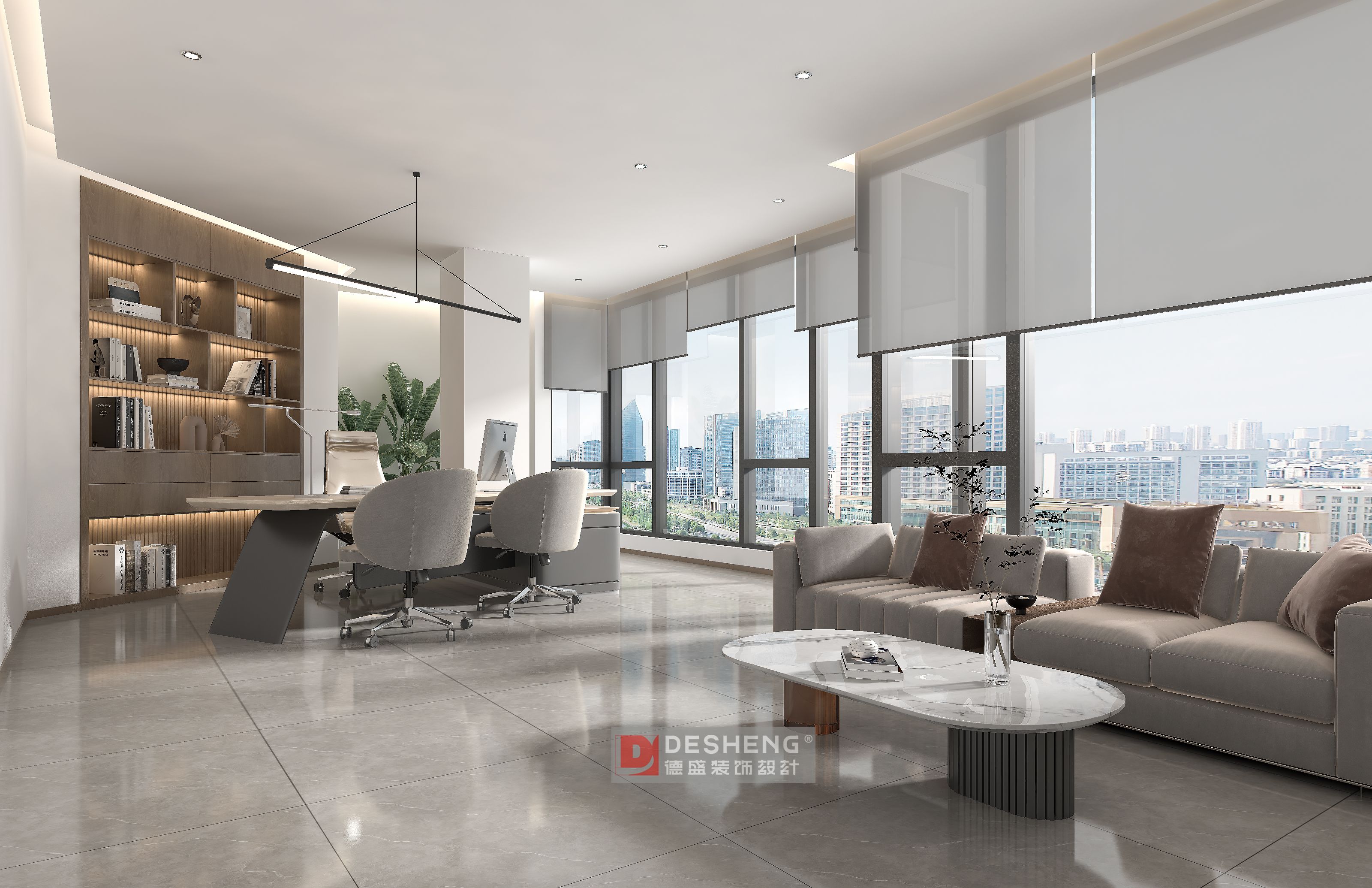 德盛装饰办公室装修案例-衫衫来迟-8