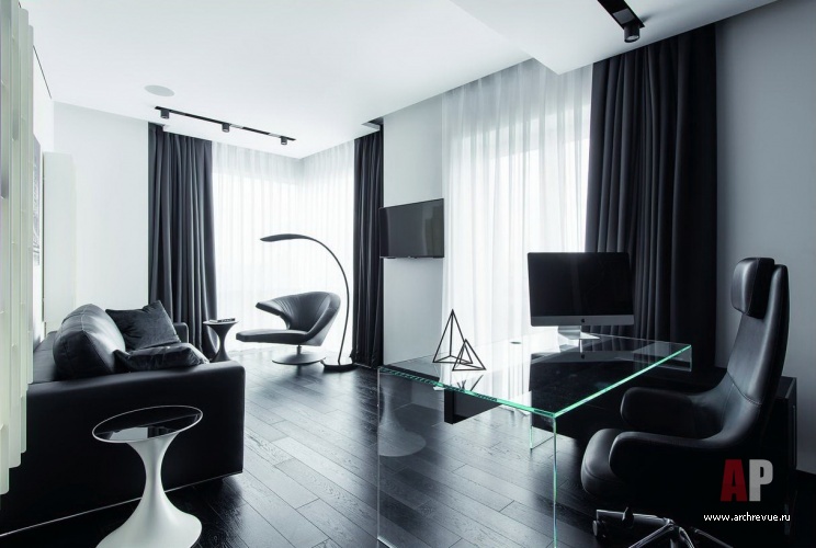 现代黑白调家庭公寓的极简风设计-35