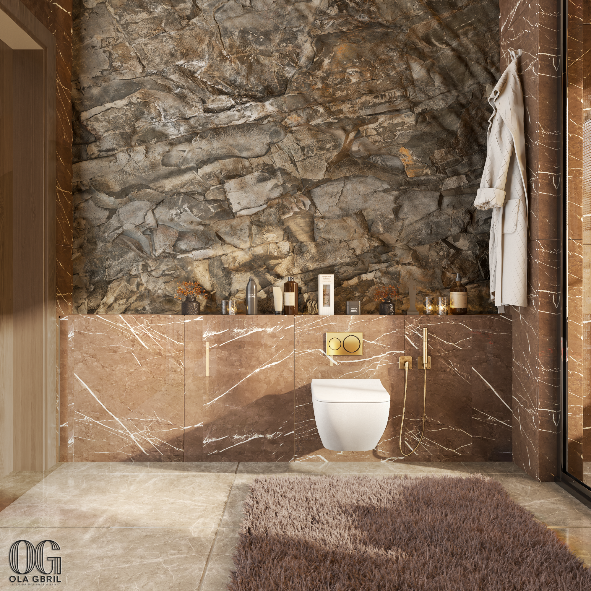 Luxury Bathroom Interior Design | Warm Modern Style-13