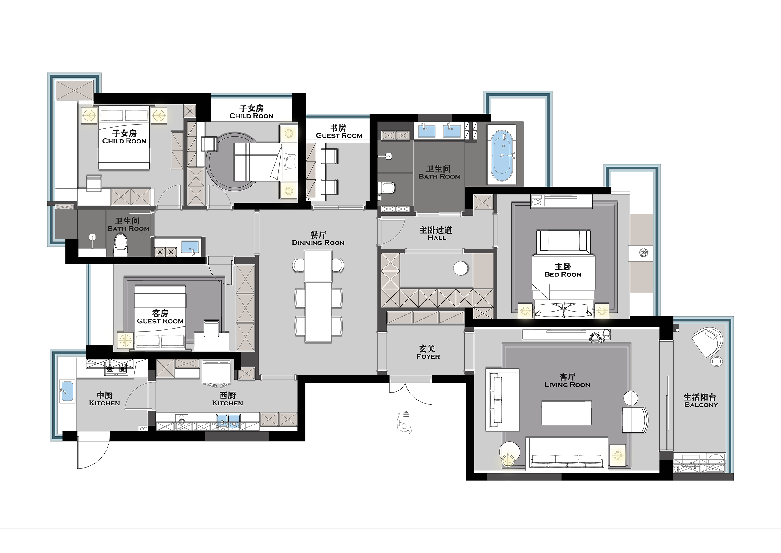 合肥恒大华府 240㎡轻奢四居室设计丨中国合肥丨麻吉空间联合设计机构总监组-15